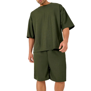 Customized Men's 2 Piece Breathable Casual Short Sleeve Button <b>Down</b> Shirt Beach Summer Loose <b>Pant</b> Sets - Product Image 4