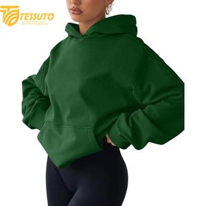 เสื้อครอปไซส์ใหญ่พิเศษสำหรับผู้หญิงเสื้อมีฮู้ดแฟชั่นผ้าฝ้าย100% สั้นโอเวอร์ไซส์สำหรับผู้หญิง - Product Image 4