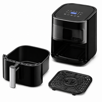 Friteuse à air intelligente Alpha Hot avec écran tactile, 3L, 4.5L, 5L, 6L, fenêtre visible, 1200W, sans huile, électrique, pour la cuisine à domicile