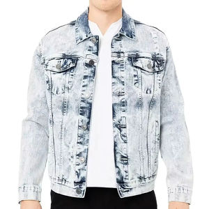 ODM Custom <b>Mens</b> <b>Jean</b> Denim Jacket Faded Effect Denim CottonVintage Washed Denim Jacket - Product Image 1
