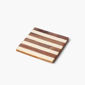 Hot Selling Stripe Design Wooden Coaster <b>Set</b> <b>Square</b> Pattern Kitchen Accessories Tableware PC Material Pad from India - Product Image 3