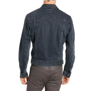 Chaqueta de mezclilla de color negro OEMODM Impreso Lavado ácido Chaqueta de mezclilla de manga larga de un solo pecho para hombres para la temporada de otoño - Product Image 2