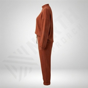 Conjunto Deportivo de 2 Piezas para Mujer, Otoño Invierno, Estilo Vintage, Color Sólido, Sudadera con Capucha y Pantalones Largos, Ropa Deportiva para Gimnasio, 100% Algodón - Product Image 3