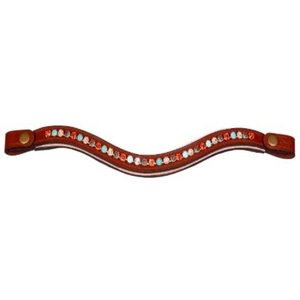 Bandeau de tête de compétition multifonction confortable en cuir italien de haute qualité, avec de magnifiques cristaux vert clair scintillants. - Product Image 2