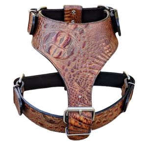 Arnés de cuero real para perros sin tirones de alta resistencia para Boxer Pitbull Brown XL 2XL 3XL - Product Image 6