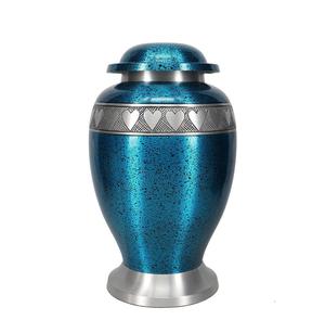 Support commémoratif en étain pour cœurs en étain bleu sarcelle, urne funéraire en forme personnalisée, urnes en aluminium pour cendres humaines - Product Image 2