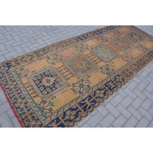 Vintage 4ft 4in X 11ft tapis turc Orange et bleu plat tissage laine tapis avec support en Latex pour décorations de salon - Product Image 2