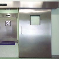 Porte coulissante automatique hermétique sans contact, conforme aux normes GMP, surface finie, prévention des incendies, pour hôpital, salle d'opération, atelier