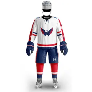 Prix d'usine de qualité supérieure uniforme de hockey en équipe sur mesure porter maillot de hockey sur glace professionnel pantalon coquille protège-patins chaussettes