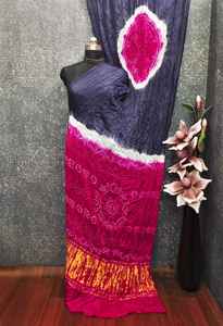 Sari Gajji Bandhani pur fait main, teinture à la main, Lagadi Patta, traditionnel indien, ethnique, fête, fournisseur en gros - Product Image 2