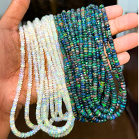 Perles facettées en opale d'Éthiopie naturelle AAA, 4-5 mm, opale noire Welo Fire pour la fabrication de bijoux, brin de 16 pouces, prix de gros