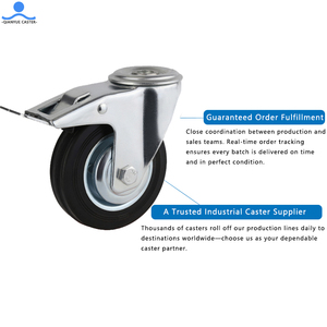 औद्योगिक 3/4/5/8 इंच भारी शुल्क स्विचवेल प्लेट फिक्स्ड ब्रेक ट्रॉली कैस्टर ड्यूम समर्थन के साथ रबर व्हील कैस्टर व्हील - Product Image 5