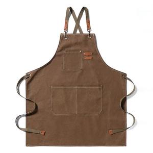 Adjustable Cotton <b>Apron</b> Neckband Waistline Waist <b>Apron</b> With 3 Pockets Waterproof Kitchen Garden <b>Apron</b> - Product Image 1