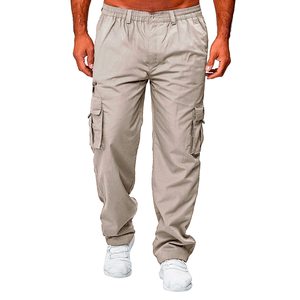 Pantalon cargo chino en polyester de qualité supérieure pour homme, design personnalisé, uni, multi-poches, décontracté, taille haute, écologique - Product Image 5