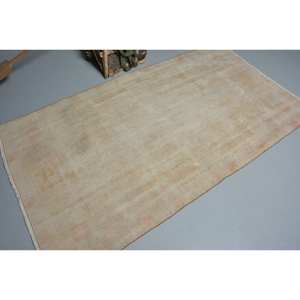 Tapis Turc Beige Vintage 4ft 11in X 7ft 11in Grande Surface Laine Seagrass Fourrure Abstrait Patchwork Couloir Motif Latex pour Chambres - Product Image 2