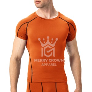 เสื้อยืดคอกลมแขนสั้นสำหรับผู้ชายเสื้อผ้าใยสังเคราะห์เนื้อแข็งสำหรับออกกำลังกายฟิตเนสออกกำลังกาย - Product Image 3