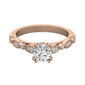 Bague solitaire en or 14 carats avec diamant brillant de laboratoire - Product Image 1