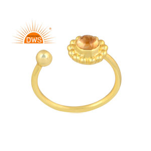 Latest Handmade Design 18K Gold Plated Natural Citrine Gemstone <b>Adjustable</b> <b>Ring</b> Custom Jewelry Manufacturer - Product Image 1