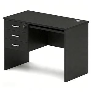 Mesa Recta con Patas de Madera Color Gris Nogal de Fábrica con 3 Cajones y Bandeja <span class=keywords><strong>para</strong></span> Teclado, Muebles de Oficina, <span class=keywords><strong>Comprar</strong></span> en Emiratos Árabes Unidos, <span class=keywords><strong>Escritorio</strong></span> Pequeño <span class=keywords><strong>para</strong></span> el Hogar, Algunos en Stock - Product Image 3