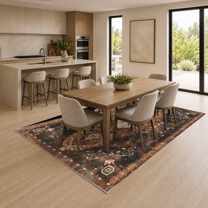 Tapis de salon en chenille antidérapant, imprimé numériquement, motif design rouge bordeaux, lavable en machine, vente en gros RUGS DEPOT LXDP-0068 - Product Image 4