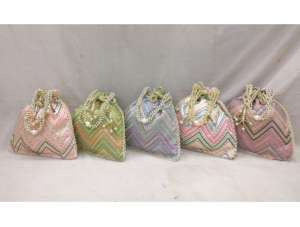 Bolso Potli Bordado a Mano con Diseño Zigzag, Ecológico, de Seda, para Mujer, Mini Bolsos de Moda, Color Personalizado para Regalo - Product Image 2