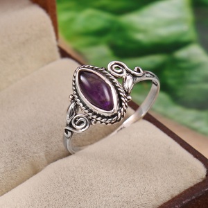 Handmade 925 Sterling Silver Classic Engagement Ring Natural Amethyst Bezel Setting <b>Wedding</b> Oxidized Ring - Product Image 4