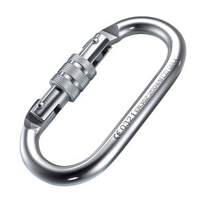 Mousqueton ovale en acier de résistance industrielle UIAA classé CE 25kN/5620LB à verrouillage hélicoïdal robuste pour cordes de gréement - Product Image 1