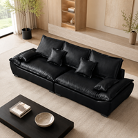 Canapé modulaire moderne en cuir véritable écologique avec sièges profonds et garnissage en éponge pour appartement, salon, hôtel