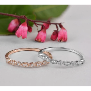 Rose Gold Eternity Band Anillo de promesa de diamantes de filigrana para mujer Elegante para ella - Product Image 2