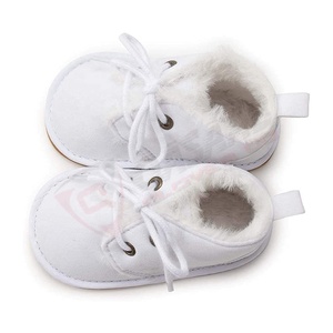 Recién Nacido-Niña Niño-zapatos Fleeced-Invierno Cálido-Antideslizante Cuero Bebé-Zapatos Con Cordones - Product Image 3