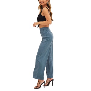 Vente chaude femmes taille haute pantalon évasé personnalisé uni vert Style élastique décoré taille XS pour l'été à Nurak en 2025 - Product Image 4