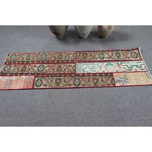 1.8x5.8 ft Turkish Rug, Vintage <b>Runner</b> Rug, Brown <b>Red</b> Floral Rug - Product Image 3