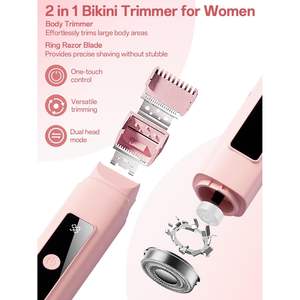 Depiladora Eléctrica Recargable 2 en 1 con Doble Cabezal, Resistente al Agua IPX7, Afeitadora para Mujer, para Rostro, Piernas, Axilas, Brazos, Área del Bikini, Pinza Depiladora - Product Image 6