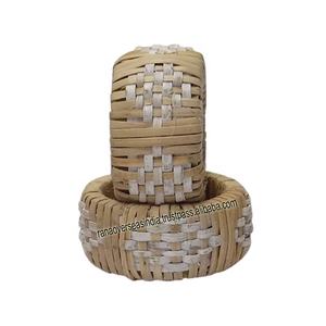 Novedad, decoración personalizada para fiesta de boda, servilletero de ratán tejido redondo, servilletero de tres colores - Product Image 4