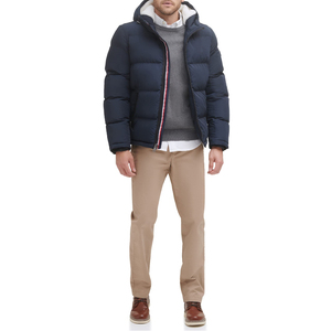 2025 New Luxury Custom <b>Men's</b> <b>Canvas</b> Puffer <b>Jacket</b> High Quality Fabric Stand Collar Winter Wear Front Logo Hooded - Product Image 6