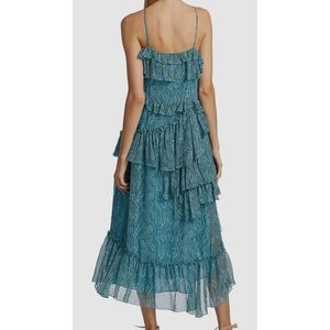 Abito in chiffon Cinq Sept Rayner con volant, scollo all'americana, vita naturale, traspirante, stile da ufficio, taglia unica, lunghezza al ginocchio - Product Image 3