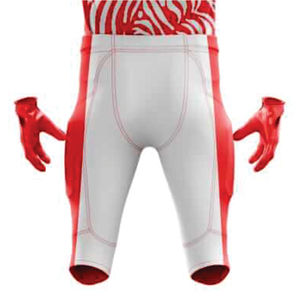 Uniforme de football américain rouge blanc de haute qualité pour hommes pantalon en jersey d'équipe personnalisé matériel respirant sergé court devant - Product Image 5