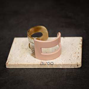 BIXGO artisanat personnalisé manchettes en corne de buffle naturelle nouveauté découpe conception Bracelet de mode à la mode-cadeau unisexe rose clair - Product Image 3