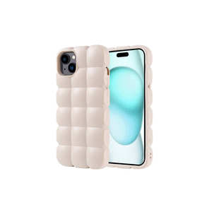 Coque Netzy White pour iPhone 15 Plus, silicone flexible brillant, antichoc, anti-traces de doigts, nouveau design INS - Product Image 1