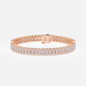 Stylish Rose Gold Moissanite Diamond <b>Bracelet</b> In 925 <b>Silver</b> Base, Featuring Princess Cut Diamond for Fashionable Look - Product Image 1