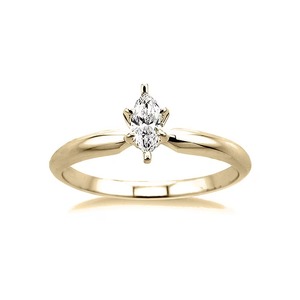 Bague de fiançailles solitaire artisanale en diamant de laboratoire taille marquise, pièce unique en or massif 14 carats, sertissage à griffes F-VS2 - Product Image 2