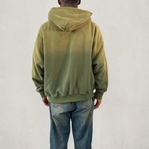 เสื้อมีฮู้ดแบบมีซิปของผู้ชายผ้าฝ้าย80% ขนาดใหญ่พิเศษสไตล์ย้อนยุคทรงแบ็กกี้แอซิดซีดจางมีซิปรูด - Product Image 6
