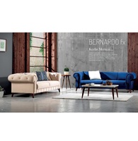 Fauteuil Chesterfield convertible moderne de luxe en tissu, fabriqué à la main par une usine de meubles turque, extensible 3-2-1 places, pour la maison et l'hôtel