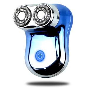Afeitadora Eléctrica Inalámbrica Recargable por USB para Hombre, Azul, Mini Motor Potente con Doble Cuchilla para Barbas Densas, Uso Facial - Product Image 1