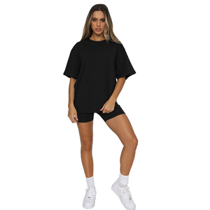 เสื้อยืดโอเวอร์ไซส์สำหรับผู้หญิงและกางเกงขาสั้นสำหรับนักขี่จักรยานชุดสองชิ้นชุดลำลองชุดลำลองชุดลำลองชุดลำลองชุดลำลองชุดวอร์มฤดูร้อน - Product Image 2