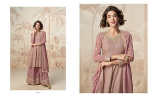 Ensemble en georgette Heavy Fox avec broderie, pantalon palazzo en georgette Heavy Fox avec broderie, dupatta en georgette Heavy Fox avec imprimé - Product Image 6