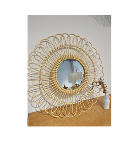 Espejo de ratán Espejos Decoración de pared Venta caliente Artesanía Estilo ecológico Espejo de ratán 100% color natural para decorar la pared Hogar - Product Image 4