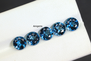 Véritable Topaze Bleue de Londres Pierre précieuse de 6mm à 12mm Topaze Ronde Topaze Bleue Profonde Pierre taillée à Facettes du Brésil - Product Image 2