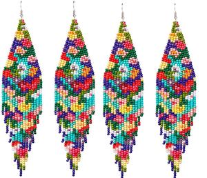 Pendientes colgantes de moda navideña personalizables con estilo hechos a mano con diseños festivos logotipo bordado cuentas de semillas ABALORIOS - Product Image 1