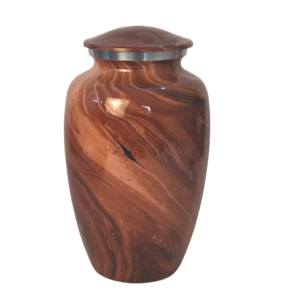 Vente en gros d'urnes funéraires en aluminium de haute qualité Urnes funéraires en métal fini bois design classique fabriquées en Inde - Product Image 1